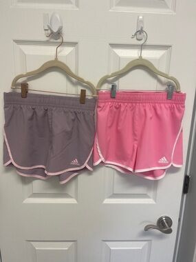 adidas Girls' Pink and Mauve Athletic Shorts Duo